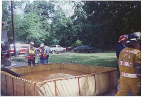 Portable pool in use